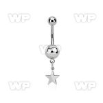 steel belly banana w 5&8mm plain balls & dangling star