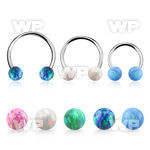 steel circular barbell 18g w two 4mm synthetic opal balls