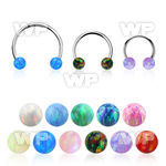 steel circular barbell 20g w two 3mm synthetic opal balls