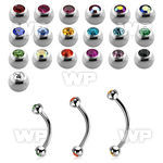 steel eyebrow banana 0.8mm w tiny 2.5 bezel jewel balls