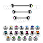 steel eyebrow barbell 1mm w 3mm bezel set jewel balls