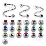 steel eyebrow spiral 0.8mm w 2.5mm bezel set jewel balls