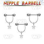 steel nipple barbell w small chain w dangling star