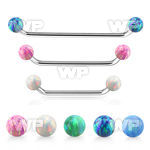 subbo5 316l steel surface barbell w two 5mm synthetic opal ball