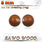 swball8 8mm sawo wood ball with a 316l steel 1.6mm threading