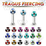 tlbca4 316l steel tragus labret 16g w 4mm multi jewel ball 