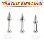 tlbcn4c 316l steel tragus labret 16g w a 4mm ridged drill cone 