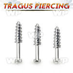 tlbescw 316l steel tragus labret 16g w a screw threading tip