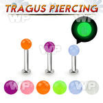 tlbglb4s 316l steel tragus labret 16g 4mm glow in the dark ball 