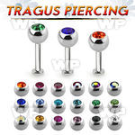 tlbjb5s 316l steel tragus labret 16g 5mm bezel set jewel ball 