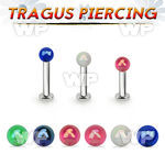 tlbuvab3 316l steel tragus labret 16g w a 3mm ab coated ball
