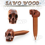 tpsask sawo wood taper with a hand carved skull shaped top