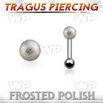 trg35 316l steel tragus piercing w 4mm frosted steel top ball