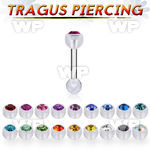 trg37 steel tragus barbell w a top 4mm crystal bio flex ball