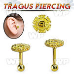 trgt39 gold 316l steel tragus piercing, 16g w plain flower top