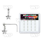 u313ey6 box w silver 925 l shaped nose studs dangling star clear nose piercing