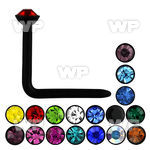 u3762k black acrylic l shaped nose stud 0 8mm 1 5mm round cryst nose piercing