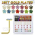 u3db4f3i 18k gold finish silver nose pins assorted color