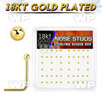 u3fet4 box of real 18k gold plated silver 925 l shaped nose stud nose piercing