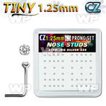 u3g46ek box w silver 925 l shaped nose studs tiny 1 25mm prong nose piercing