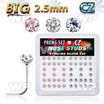 u3g4jks box w silver 925 l shaped nose studs big 2 5mm prong set nose piercing