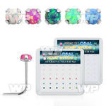 u3m5es box w 36 pcs of silver l shaped nose studs w prong set nose piercing