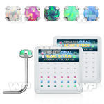u3m5k box w silver 925 l shaped nose studs prong set 2mm round nose piercing
