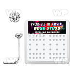 u3me06f box w silver 925 l shaped nose studs 2mm prong set clear nose piercing
