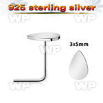 u3q1a 925 silver nose pin teardrop shaped top