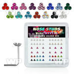 u3raj box w silver 925 l shaped nose studs 1mm triple round cry nose piercing