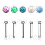 u435m 316l steel nose bone w 1 5mm round synthetic opal top nose piercing