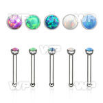 u43kp5m 316l steel nose bone w 1 5mm round synthetic opal top nose piercing