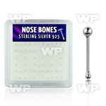 u43qk4f box w silver 925 nose bone 2mm plain silver ball shaped nose piercing