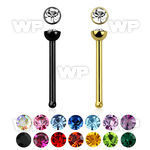 u43rkp ion plated surgical steel nose bone 0 8mm round crystal nose piercing