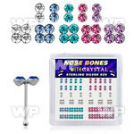 u44fje box w silver 925 nose bone small twin quad round cryst nose piercing