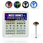 u4bif0 box w silver 925 nose bone assorted peace sign logo tops nose piercing