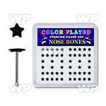 u4f372 box w silver 925 nose bone 2 3mm black plated star shape nose piercing