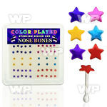 u4f37m box w silver 925 nose bone 2 3mm star shaped tops in mix nose piercing