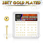 u4fet4 box of gold plated silver 925 nose bone real 18k gold nose piercing