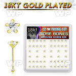 u4g36i 18k gold plated silver nose bones prong cz star