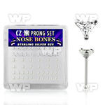 u4gra6 box w silver 925 nose bone 3mm triangle shaped clear pro nose piercing