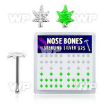 u4j7 box w silver 925 nose bone plain silver green color nose piercing