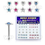 u4jx3j box w silver 925 nose bone heart star shaped tops roun nose piercing