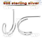 u4q6h 925 silver nose pin double wire curved shape