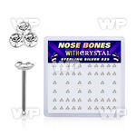 u4ra6 box w silver 925 nose bone 1mm triple round clear crysta nose piercing