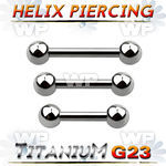 ubber31 titanium g23 helix barbell, 16g (1.2mm) w two 3mm balls