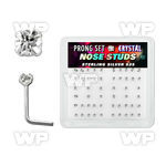 um363 box w silver 925 l shaped nose studs 1 4mm clear prong nose piercing