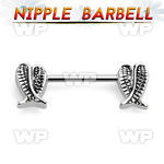 um3x0 surgical steel nipple barbell 1 6mm rhodium plated wing nipple piercing
