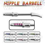 um3xy surgical steel nipple barbell 1 6mm in sword shapecrysta nipple piercing