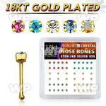 um4ij box of real 18k gold plated silver 925 nose bone 1 8mm nose piercing